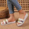 Foreign trade summer new one-character flat-bottomed slippers women's decorative fish mouth low-heeled casual cool slippers