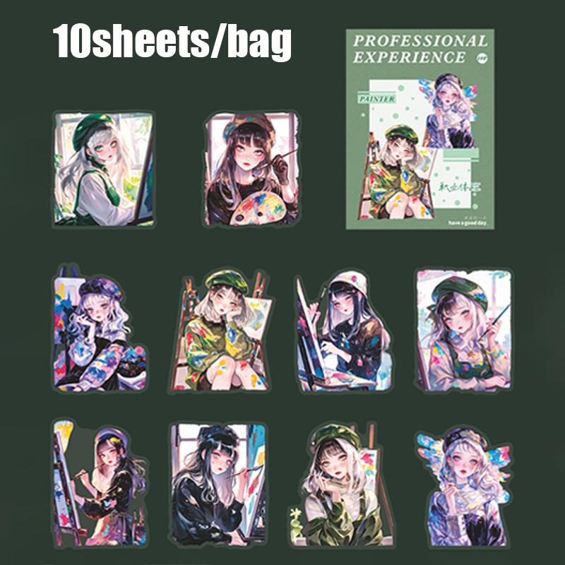 

Mr.Paper Character Stickers 10 sheets/pack Fashion Girls Dressing PET Stickers Handbooks Phone Cases DIY New Decoration Gifts