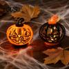 Battery Operated Pumpkin Light Halloween Lantern, LED Up Hollow Ornament, Table Centerpiece Statue with Warm for Indoor Outdoor Party Decor