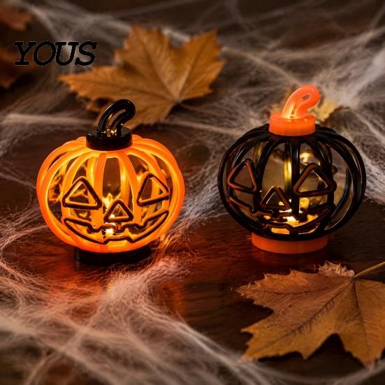 Battery Operated Pumpkin Light Halloween Lantern, LED Up Hollow Ornament, Table Centerpiece Statue with Warm for Indoor Outdoor Party Decor