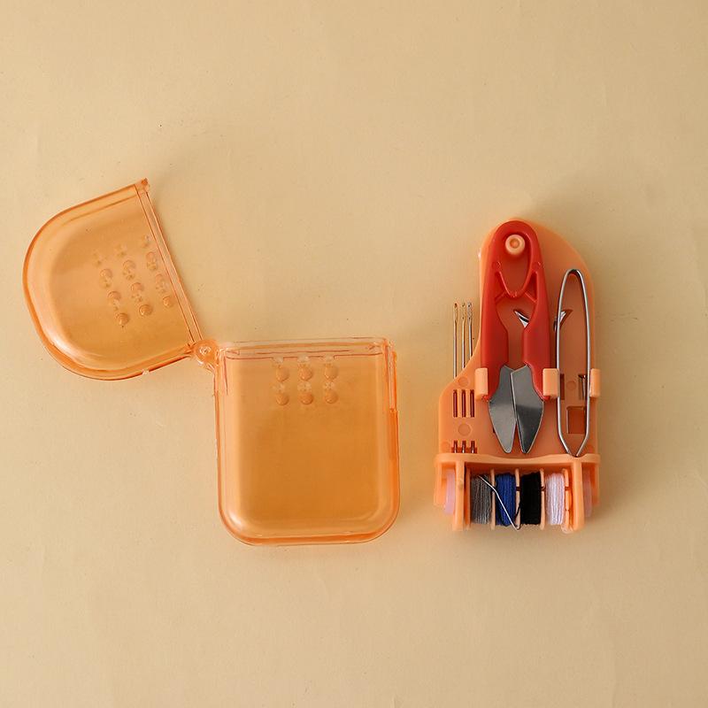 Exquisite and Portable Mini Travel Macaron Color Plastic Household Sewing Box Kit Needle Thread Scissors Sewing Tool