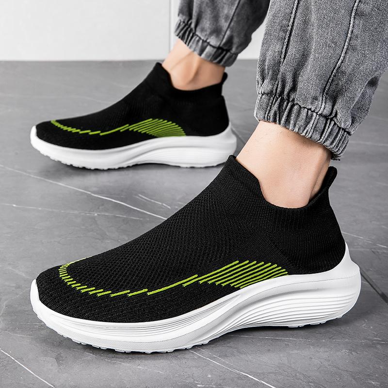 Women Shoes Knitting Sock Sneakers Summer Slip On Flat Plus Size 45 Loafers Flats Walking Comfortable Shoes Man Running Green