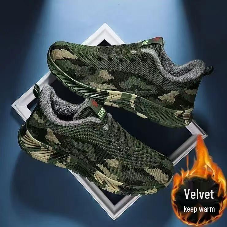 Breathable Camouflage Fleece-Lined Outdoor Shoes for Men & Women - Non-Slip Hiking & Construction Footwear for All Seasons