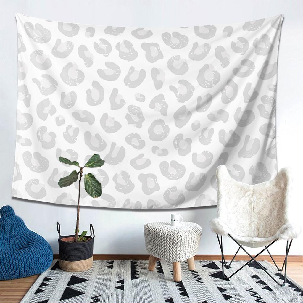 Leopard Print Silver Gray And White Tapestry Decor Art Aesthetic Tapestries Living Room Bedroom Home Wall Cloth Wall Hanging