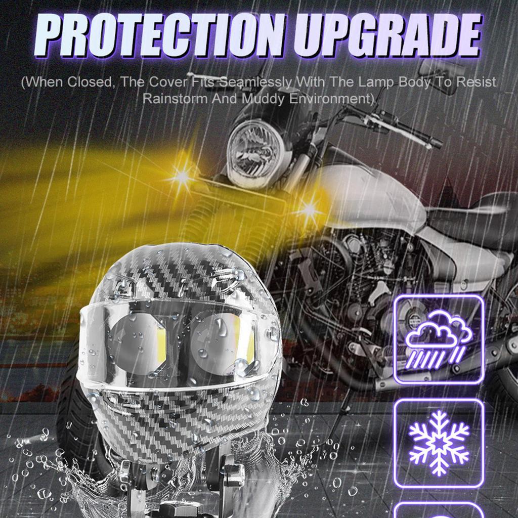 Motorcycle Fog Lights Waterproof LED Spotlight Helmet Shaped Double Color Flash LED Fog Lights For Road Touring Outdoor
