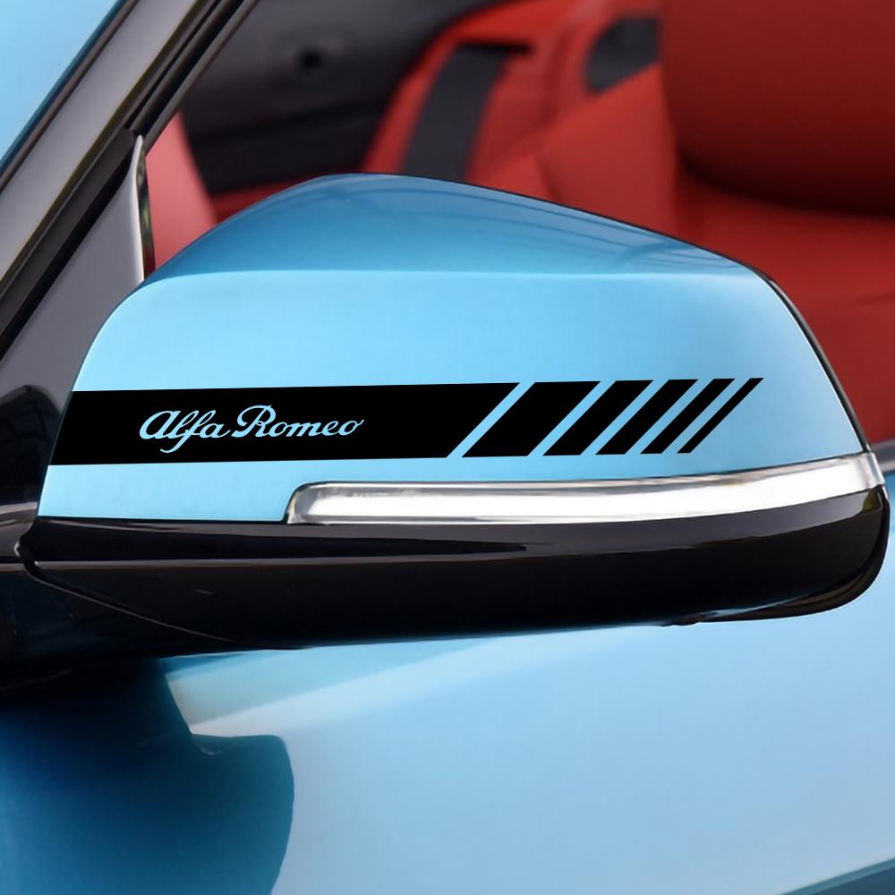 UHNPV1 TFLGX1 2PCS Car Side Rearview Mirror Body Decoration Sticker Decal Styling For Alfa Romeo TZ3 Sportiva Stelvio 147 156 Auto Accessories