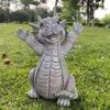 Zahradní socha draka na meditaci s LED osvětlením, pryskyřice, tvar dinosaura, venkovní ozdoba na dvůr, dekorativní socha do domácnosti