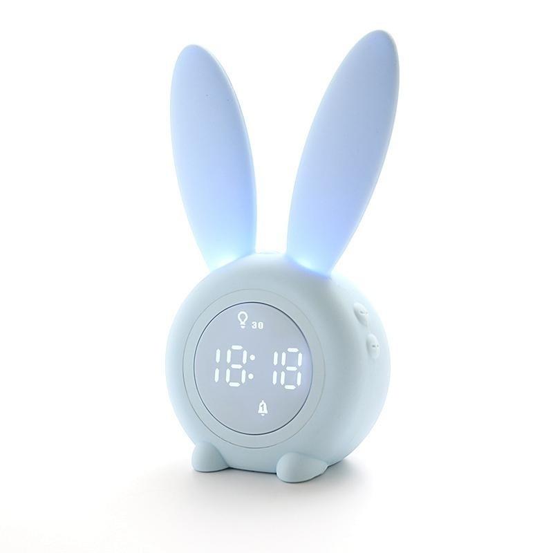 Cute Rabbit Alarm Clock with LED Night Light Function Household Alarm Clock