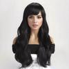 Womens Long Wavy Synthetic Wig With Adjustable Bangs Full Cap Heat-Resistant Hairpiece Daily Wear