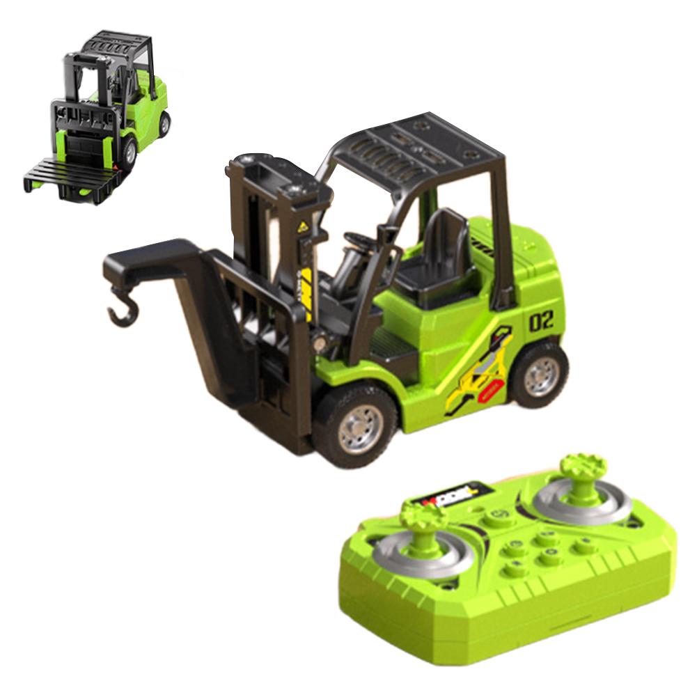 Mini Rc Truck Forklift 1/64 Alloy Diecast With Trailer Remote Control Desktop Cars For Boys Liftable Electric Excavator Engineer