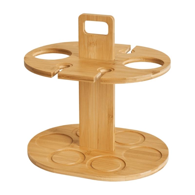 

Elegant Sturdy Bamboos Wine Bottle and Glass Rack Countertop Organizers Portable Accessory for Bottles and Glasses 1