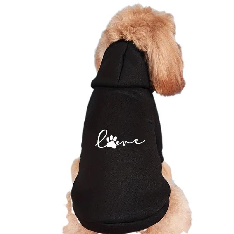 Miluji vzorový potisk Štěně Mazlíček Mikina s kapucí Podzim Zima Dvounohá Kapsa Kočka Pes Oblečení