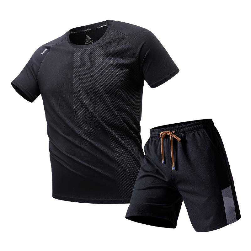 Men's 2026 Quick-Dry Sports Set: Ice Silk Short Sleeve T-Shirt & Shorts