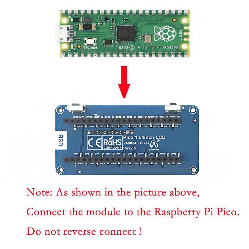 1,54palcový LCD displej s rozložením herního ovladače pro Raspberry Pi Pico