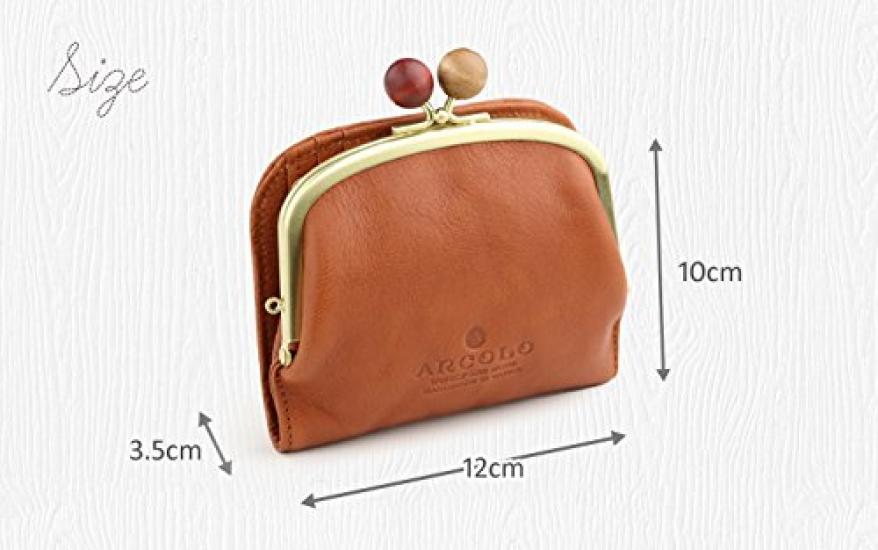 ARCOLO Bifold Wallet with Made in Mustard Women's Clasp, Japan,