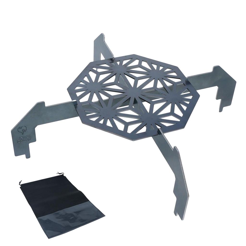 Hot Camp Toyotomi Iron Trivet for Kerosene Stoves, Made In Japan, Outdoor Camping (4-Hemp Leaf Pattern)