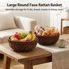 Round Rattan Style Storage Basket For Fruit Snack Bread In Living Room Kitchen