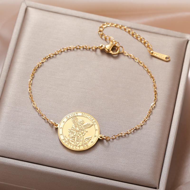 1 Stück Medaillon Armbänder Handgelenk Armband Erzengel Sankt Michael Armband Für Frauen Männer Talisman Vintage Schmuck Geschenke
