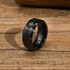 [Rockyu] ring men's tungsten ring simple black Metal allergy free 8mm width ring mud texture Carbide Durability matte accessories present