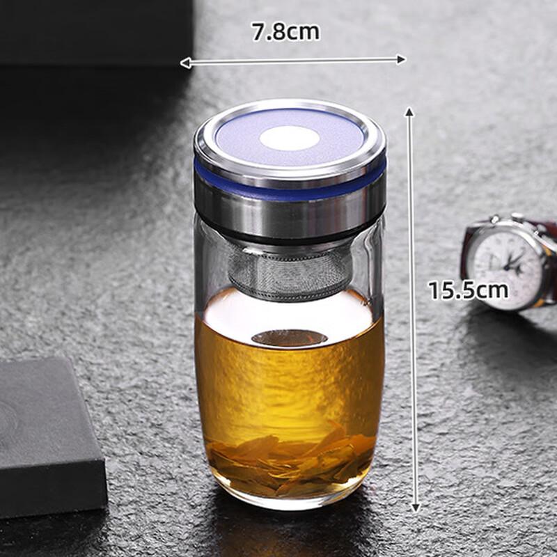 Shangqi Double-Layer Insulated Glass Cup with Lid (2-Pack)