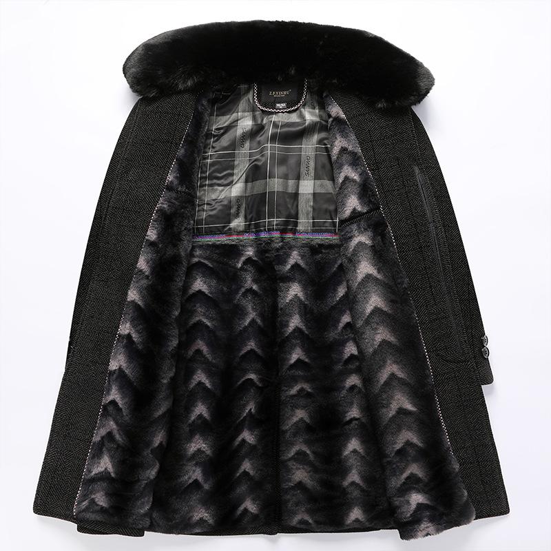 Autumn and Winter New Men's Chenille Coat Trench Coat Men's Business Casual Long Velvet Thickened Coat Coat Men