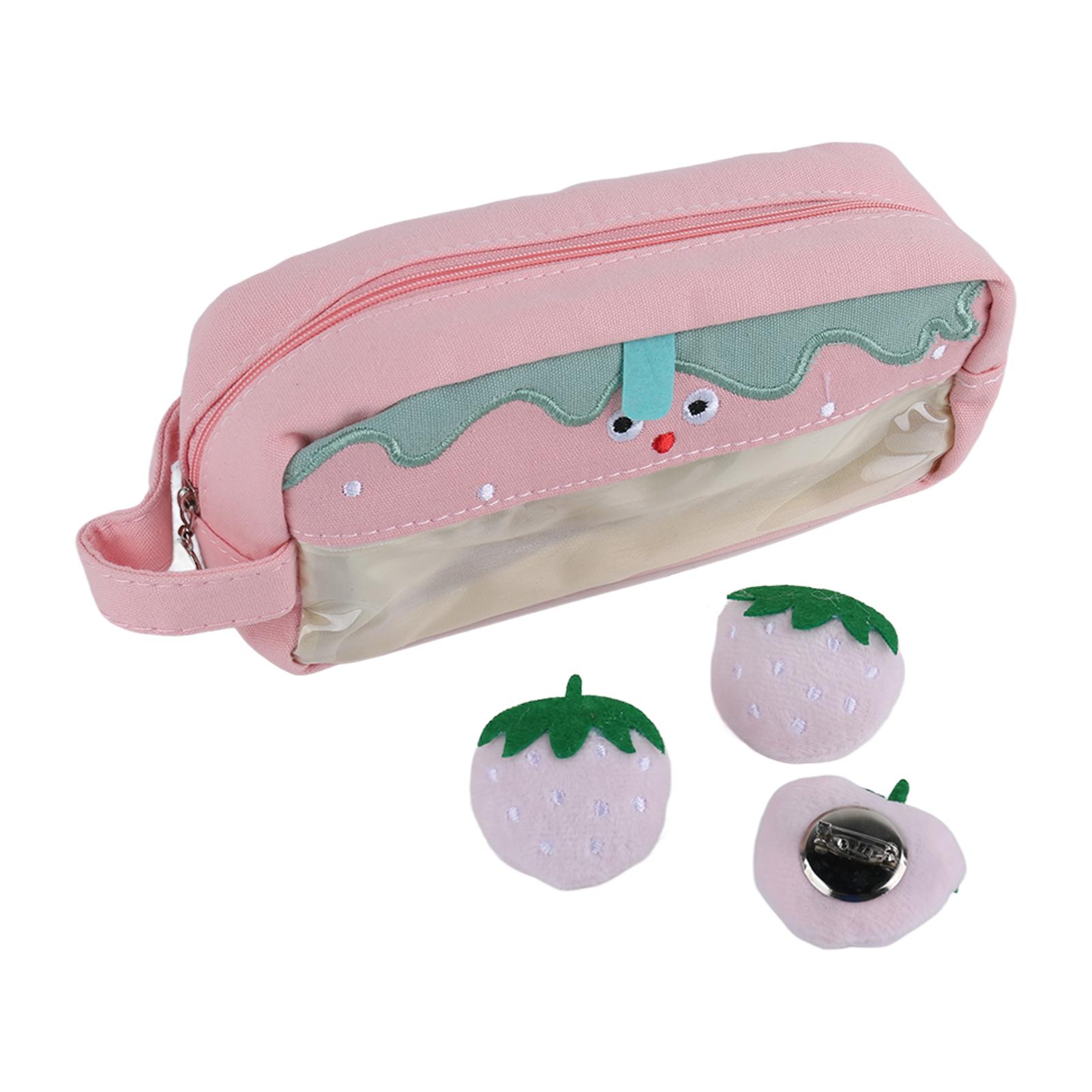 

Pencil Bag Cute Cartoon Style Smoothing Zipper Canvas Big Capacity Large Pencil Case for Home розовый