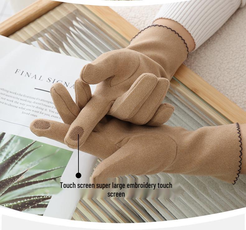 Women's Touchscreen Velvet-Lined Cold-Proof Cycling & Driving Gloves for Autumn/Winter