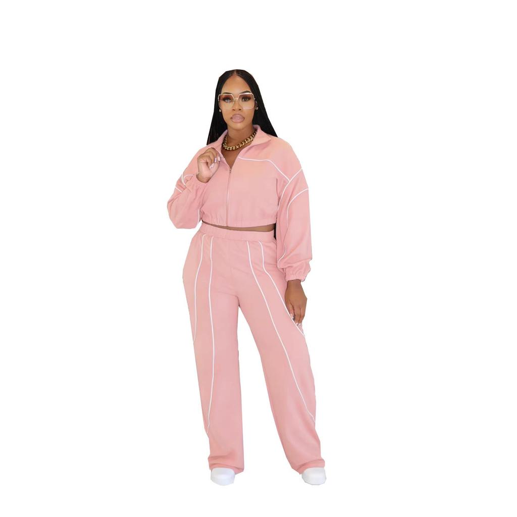 Color Block Patchwork Striped Women's Two-Piece Sports Set