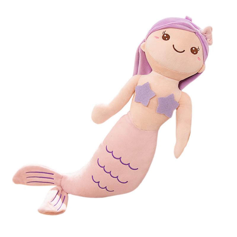 45~80Cm Four Colors Mermaid Fish Plush Toy Stuffed Sweet Humanoid Doll Sleeping Companion Overnight Gift