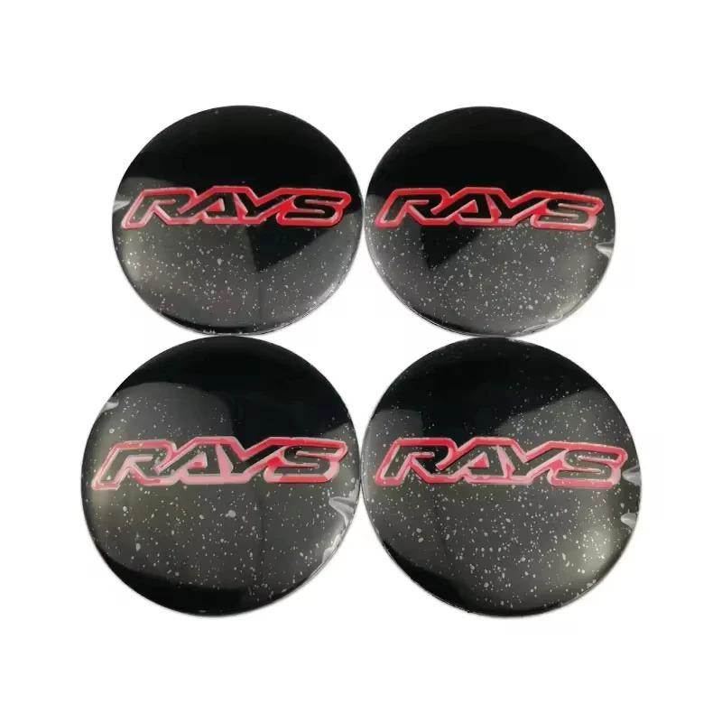 High Quality 4PCS 56mm 60mm RAYS Emblem Universal Car Wheel Center Caps Sticker Dustproof Hub Covers Auto Exterior Accessories