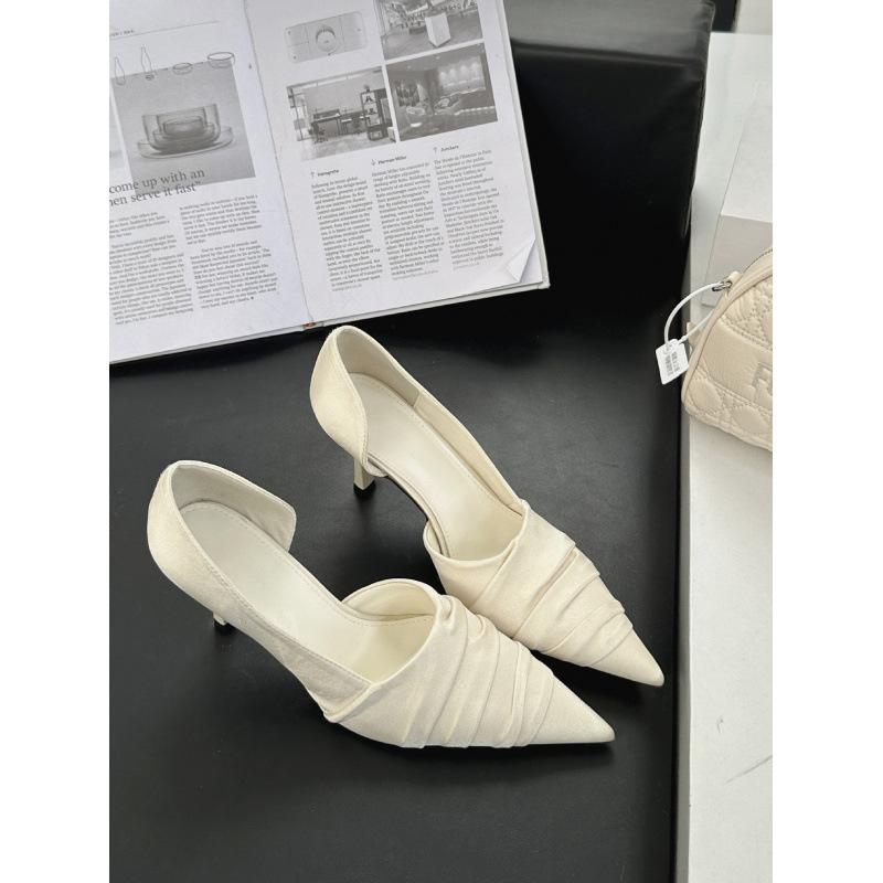 

2025 French bag head sandals women s spring and summer new rhinestone rear thin heel temperament socialite pointed high heels 40 абрикосовый