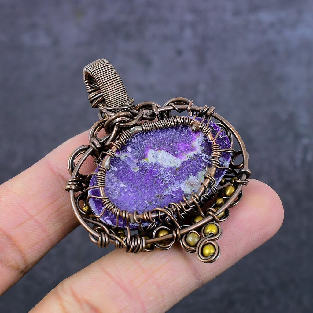 Natural Purpurite Handmade Copper Wirewrap Tree Of Life Gift Pendant 2.24" g7R10