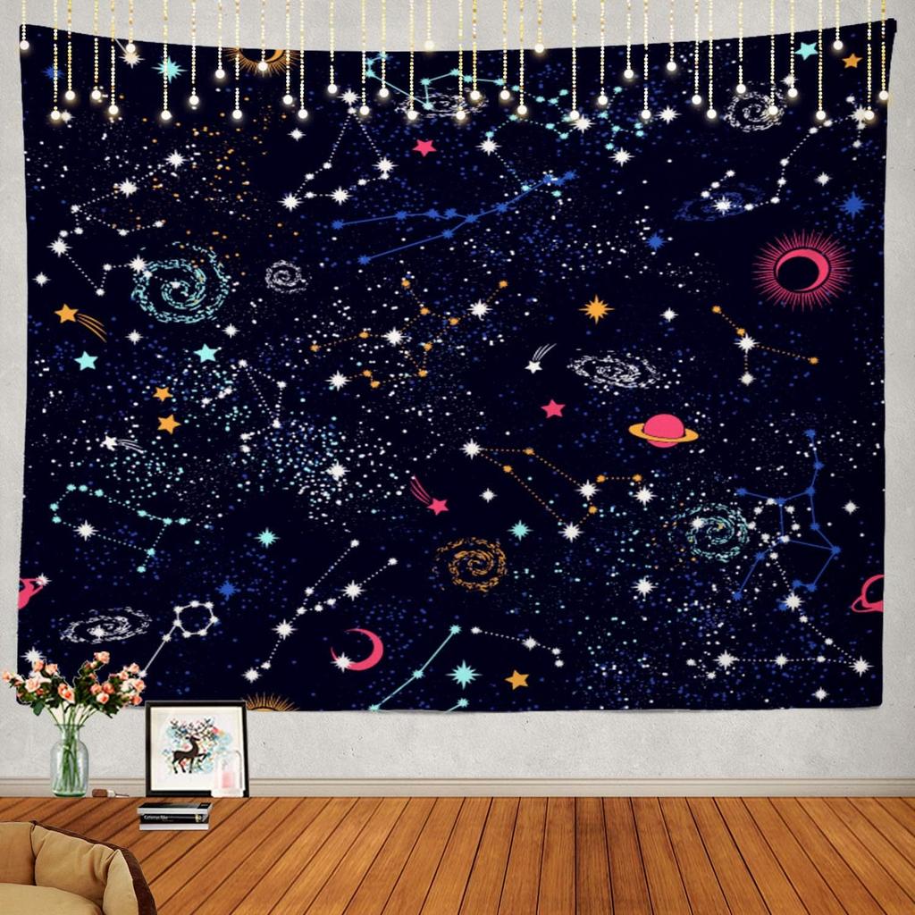 Space Tapestry,Space Pattern Science Stars in Galaxy Wall Hanging Large Tapestry Psychedelic Tapestry Decorations Bedroom Living