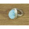 Natural Blue Larimar Solid 925 Sterling Silver Handmade Pear Ring Size US8.5 MK-05