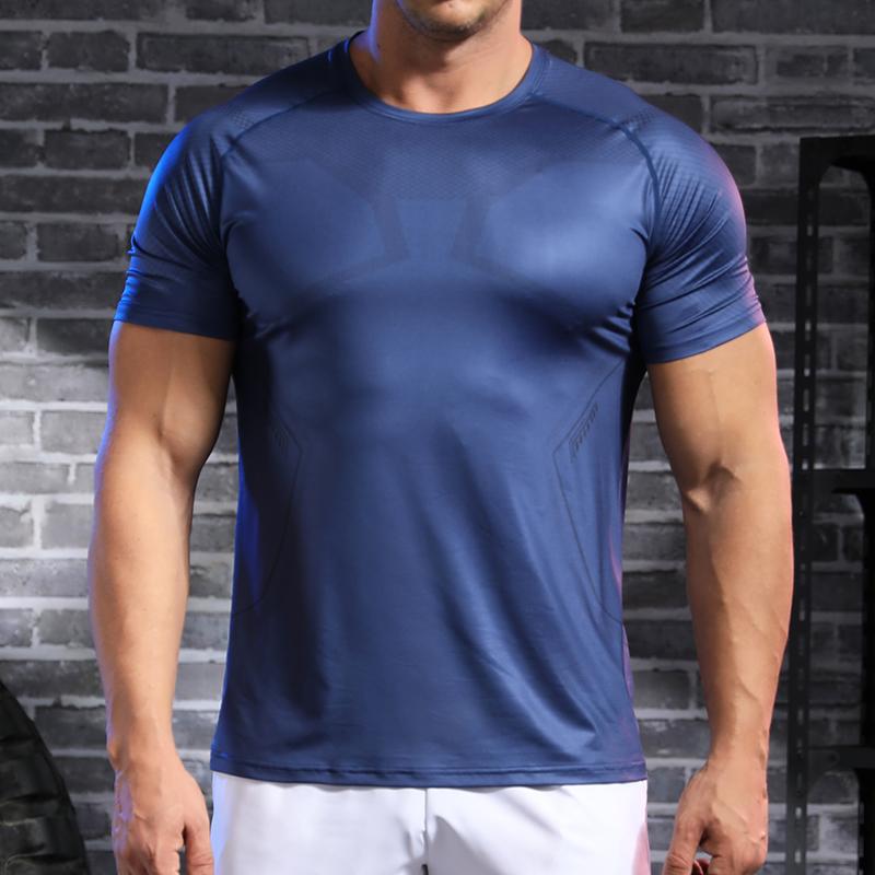 

Мужская летняя толстовка с коротким рукавом, высококачественная дышащая спортивная одежда, футболка для фитнеса, занятий йогой, бега, футболка 5XL темно-синий