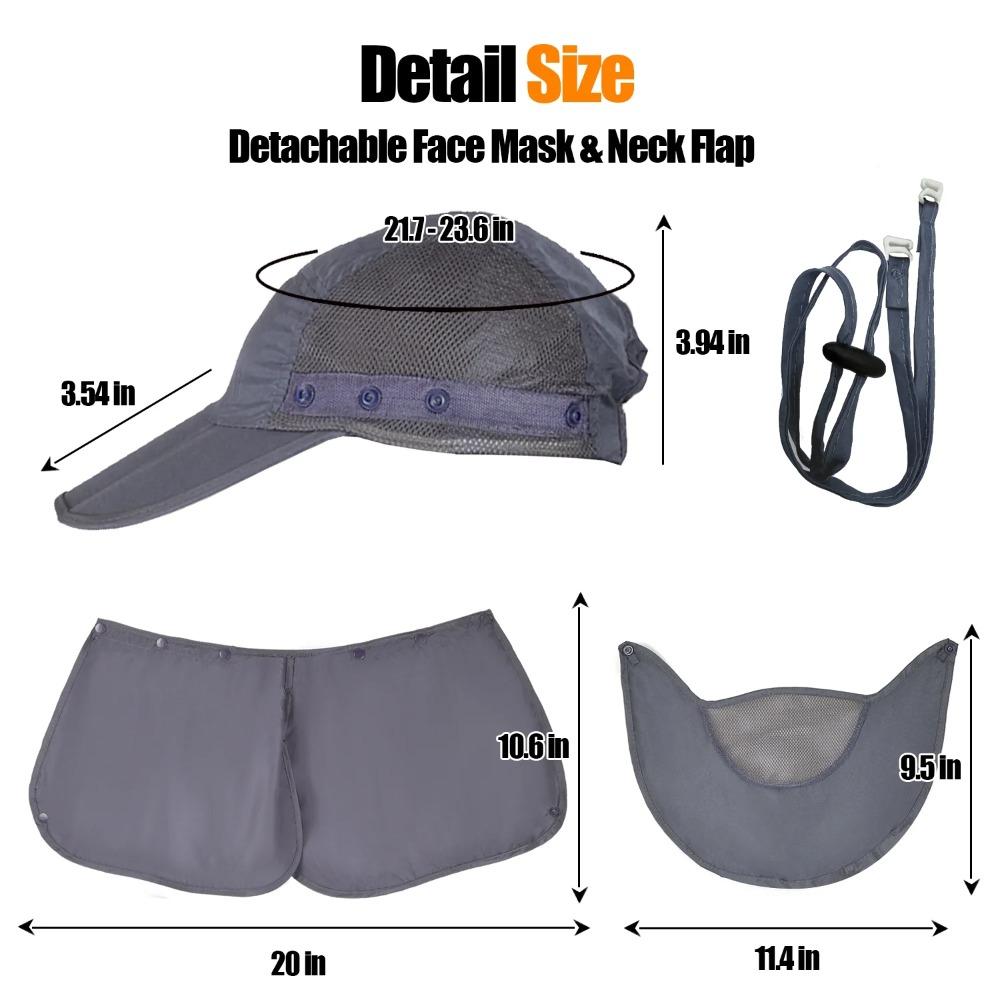Sun Hat with Neck Flap Face Mask, Foldable Fishing Hat for Men Women Sun Protection Baseball Cap
