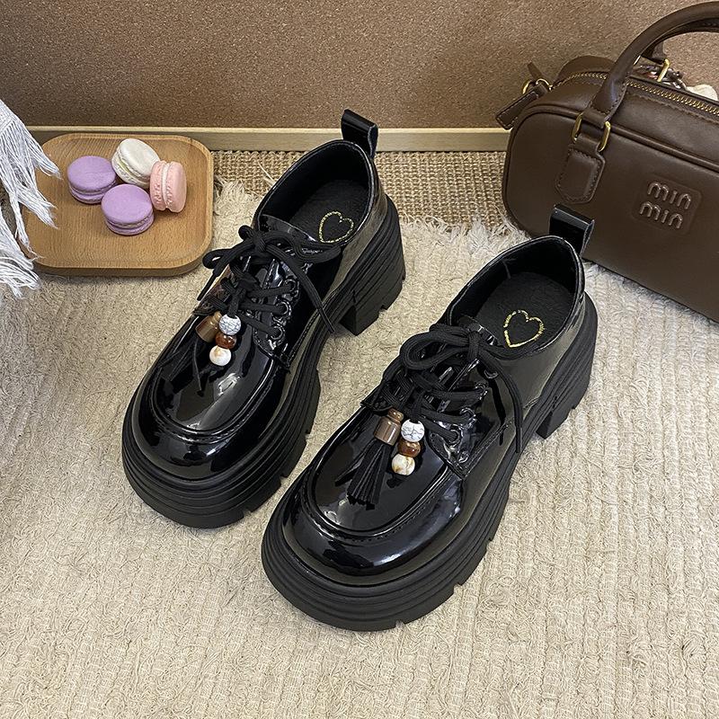 

Лоферы на толстой подошве, увеличивающие рост, женские, осень-зима 2025, простые и удобные, универсальные, на одной педали, в британском стиле, повседневные, одинарные, трендовые 40