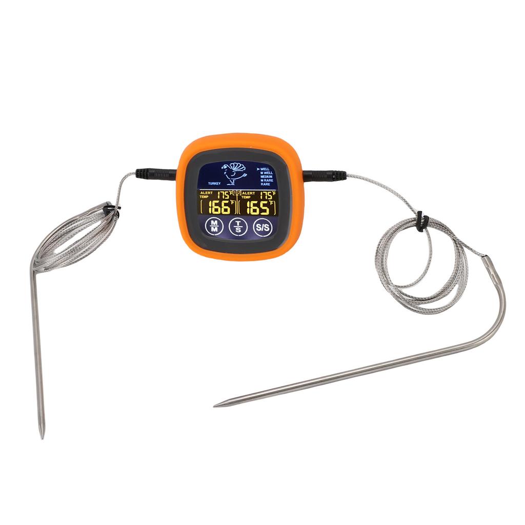 Meat Thermometer Touchscreen 2 Probes Digital Grill Thermometer with Timer for Water Beef Chicken
