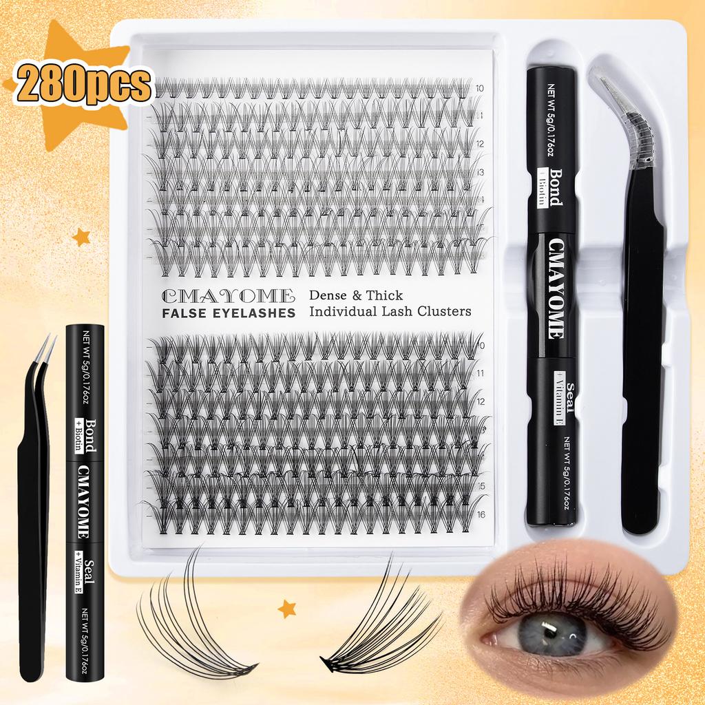 DIY Segmented Fluffy Single - Cluster False Eyelashes with D - Curl, 10 - 16mm for Natural and Dense Lash Grafting Makeup