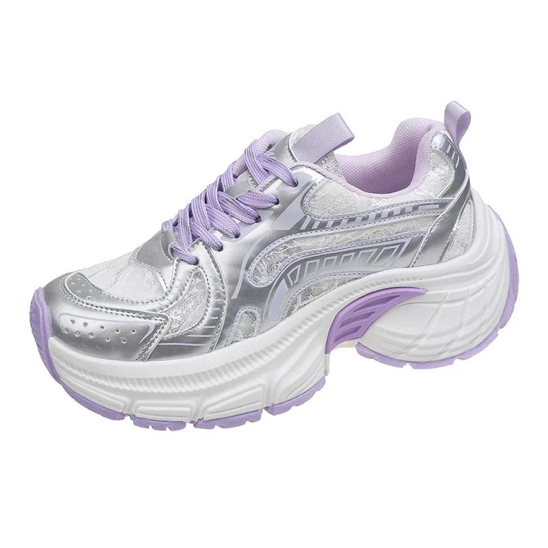 New Classic Luxary Women's Shoes Women's Casual Sneakers Non-slip Chunky Sneakers Mid Heel Pumps Lace Mesh Breathable Mesh Shoes