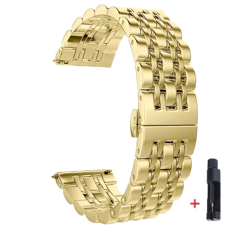 Pulseira de Aço Inoxidável 22mm 20mm Para Samsung Watch 3 4 5 45mm Gear S3 46mm 42mm Active2 40 44mm Pulseira de Metal