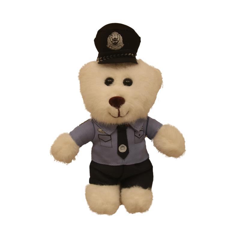 Boutique Internet Celebrity Police Bear Plush Toy Traffic Police Bear Small Pendant Keychain Doll Uniform Teddy Bear Pendant