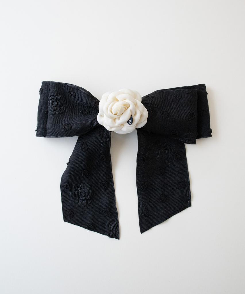 Merrymotive Black And White Flower Bow Hair Pin