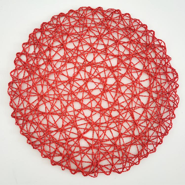 Round Paper Woven Placemats Wood Heat Resistant Rattan Brown Paper Straw for Dining Party Wedding