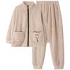 Couple Pajamas Women'S Autumn And Winter Coral Fleece Thickened Fleece Warm Flannel Zipper Men'S Loungewear Set