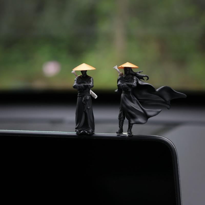 Mini Chinesische Schwertkämpfer Figur Exquisites Antikes Auto Statue Ornament Cartoon Schwertkämpfer Miniaturen Innendekor