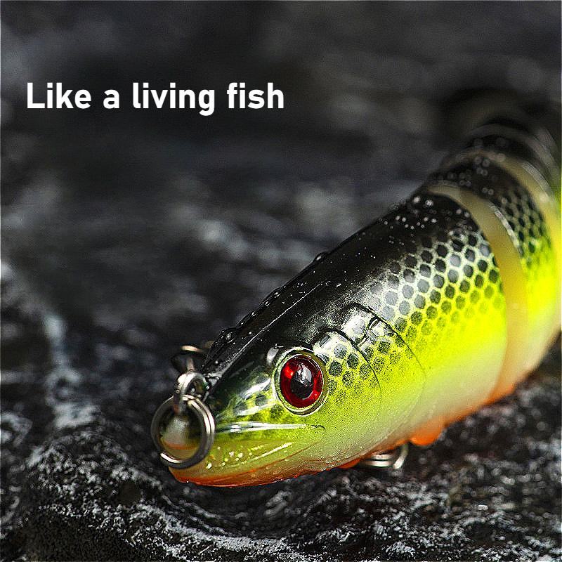 3 Pcs Realistic Swimming Bait Multi Joint Fish Lure Bait for Freshwater Saltwater Fish with 2 Treble Hooks