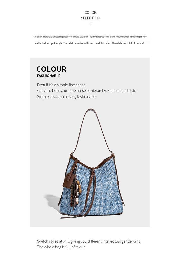 Women's 2025 Trendy Woven Bucket Bag - Large Capacity, Versatile Tote, Fashionable Crossbody/Single Shoulder Bag