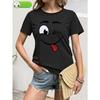 Women's Happy Face Graphic Tee Crew Neck Short Sleeve Playful Spring Summer Everyday Casual Fashion Top