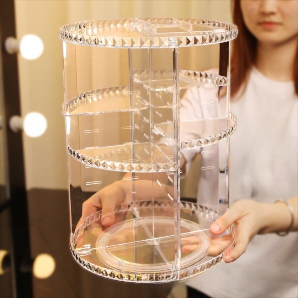Space Saving Desktop Storage Rack 360 Degree Rotating Cosmetic Storage Box  Desk Organizer